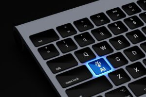 Slika tipkovnice z osvetljeno tipko AI